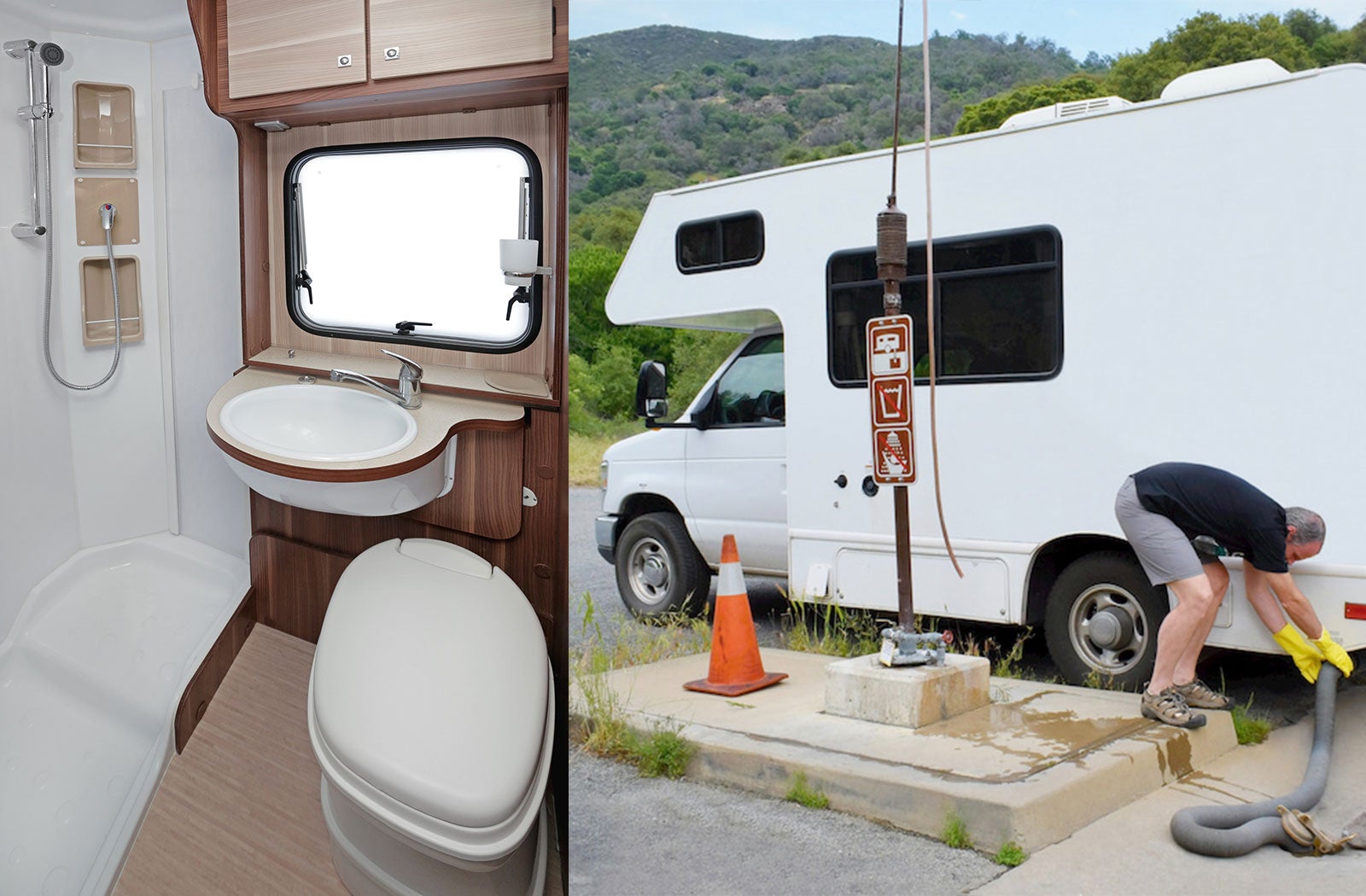 Portable RV/camper toilet and holding tank setup in Oxford, Mississippi